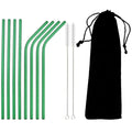 8pcs Colorful Reusable Drinking Straw Metal Straw 304 Stainless Steel Straws Set with Brush Bag Bar Cocktail Straw for Drinkware