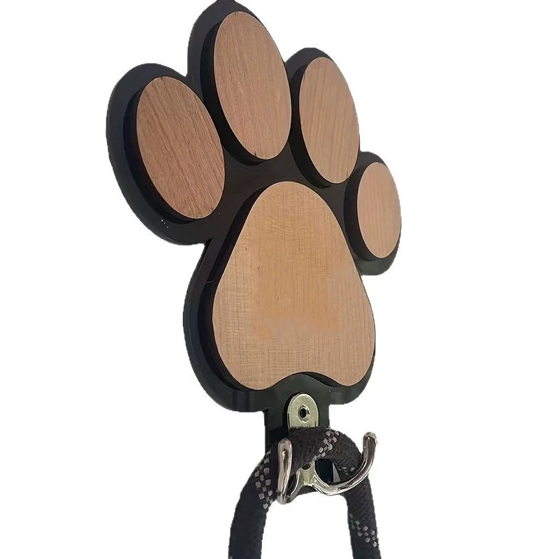 Fashion Wooden Paw Print Wall Hooks Pet Leash Storage Hanger Durable Safe Decorative Home Organizer for Hanging Clothes
