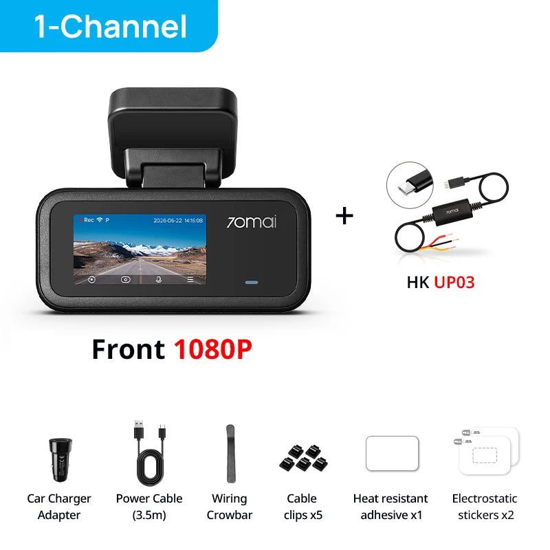 【New】70mai A210 Dash Cam 1080P HDR Night Vision Support Dual-Channel Supercapacitor Built-in GPS Wi-Fi6 24H Parking Surveillance