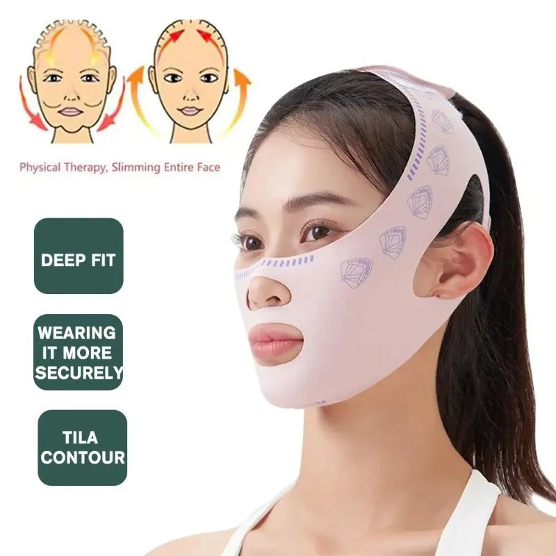 Reusable Adjustable Elastic Facial Wrap Breathable Face Care Band Household Beauty Accessory For Night Sleep Use