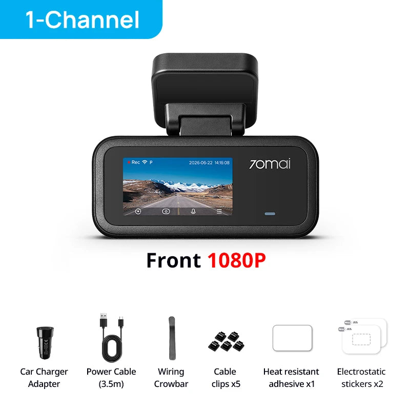 【New】70mai A210 Dash Cam 1080P HDR Night Vision Support Dual-Channel Supercapacitor Built-in GPS Wi-Fi6 24H Parking Surveillance