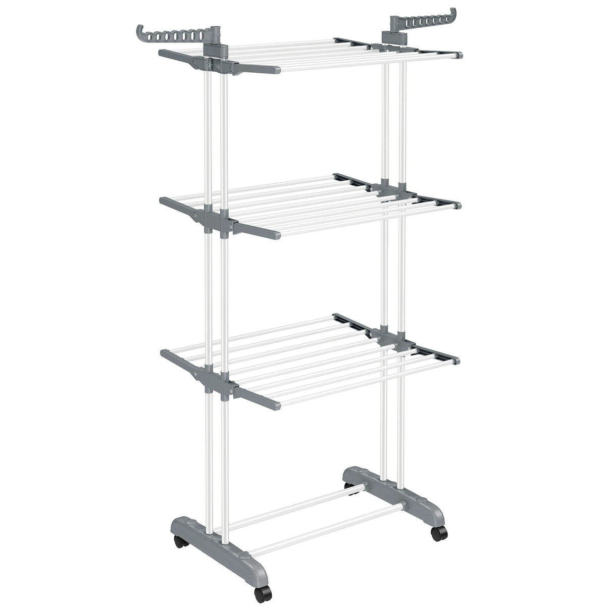 SONGMICS Large Clothes Airer, Foldable Clothes Drying Rack Laundry 4-Tier, Moveable Clothes Horse, 64 x 126 x 172 cm