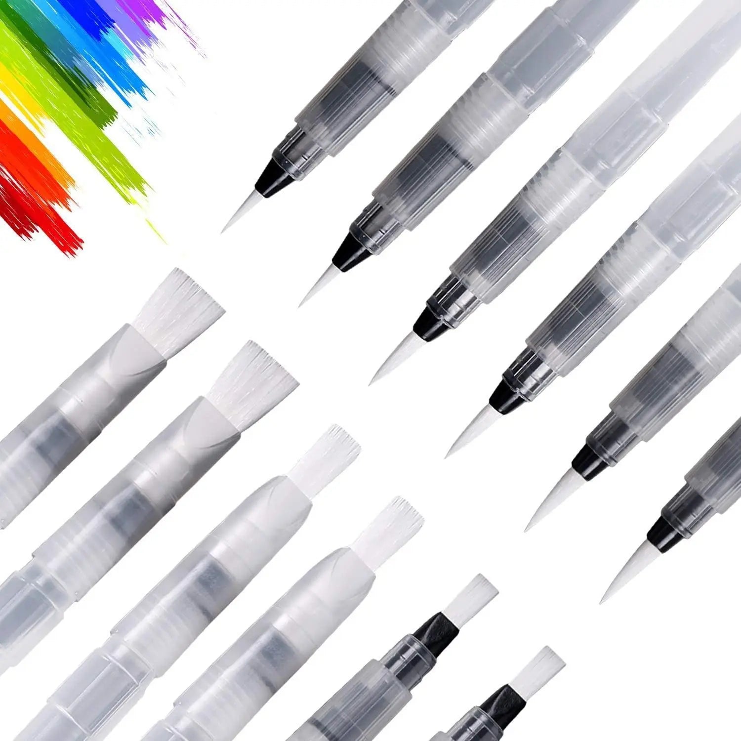 12/24pcs Watercolor Brush Pens, Premium Water Brush Pen Leakproof With Assorted Tips Water Brush Pens For Watercolor Refillable