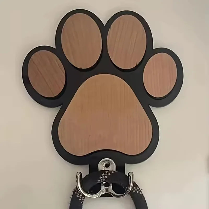 Fashion Wooden Paw Print Wall Hooks Pet Leash Storage Hanger Durable Safe Decorative Home Organizer for Hanging Clothes