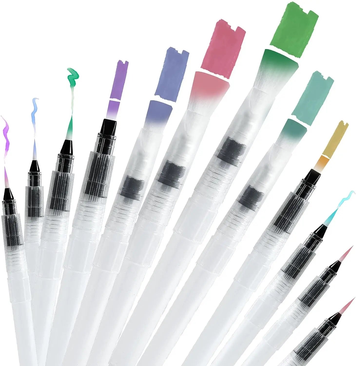 12/24pcs Watercolor Brush Pens, Premium Water Brush Pen Leakproof With Assorted Tips Water Brush Pens For Watercolor Refillable